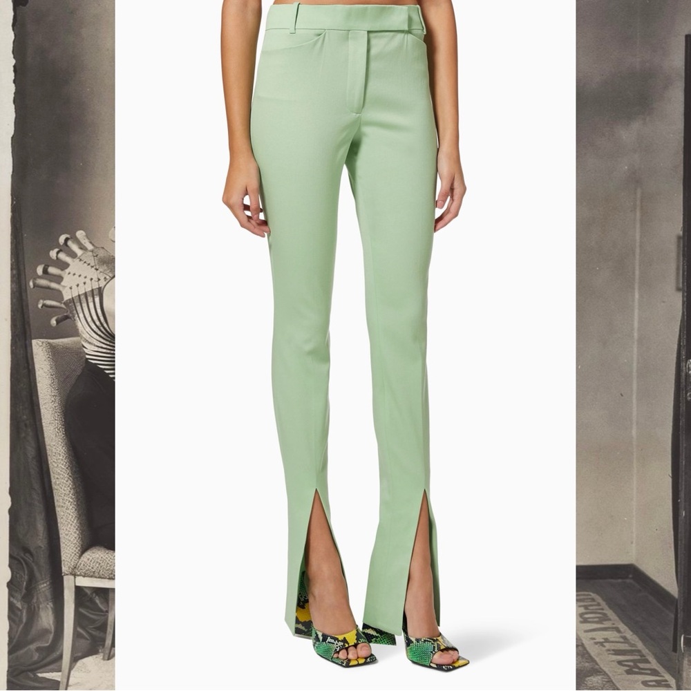 The Attico green slit-detail flared trousers Sz 38